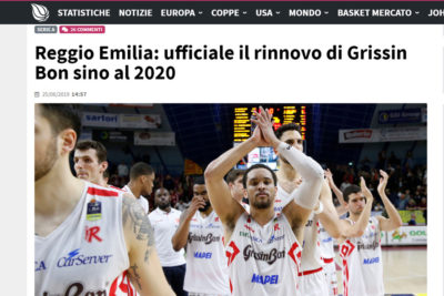 Reggio Emilia: ufficiale il rinnovo di Grissin Bon sino al 2020 – Sportando, 25 giugno 2019
