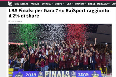 LBA Finals: per Gara 7 su RaiSport raggiunto il 2% di share – Sportando, 25 giugno 2019