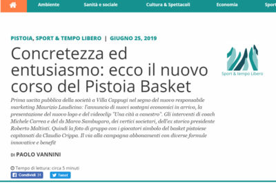 Concretezza ed entusiasmo: ecco il nuovo corso del Pistoia Basket – La Voce della Montagna, 25 giugno 2019
